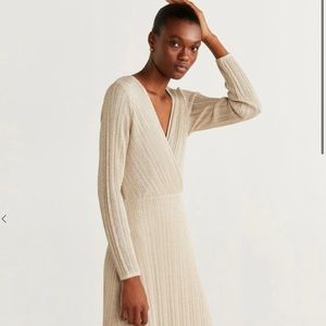 Mango Midi Metallic Thread Dress
